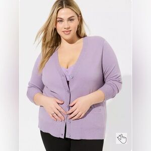 Torrid Everyday Soft V-Neck Pocket Cardigan Sweater, Dusk, Size 2 (2X 18-20) NWT